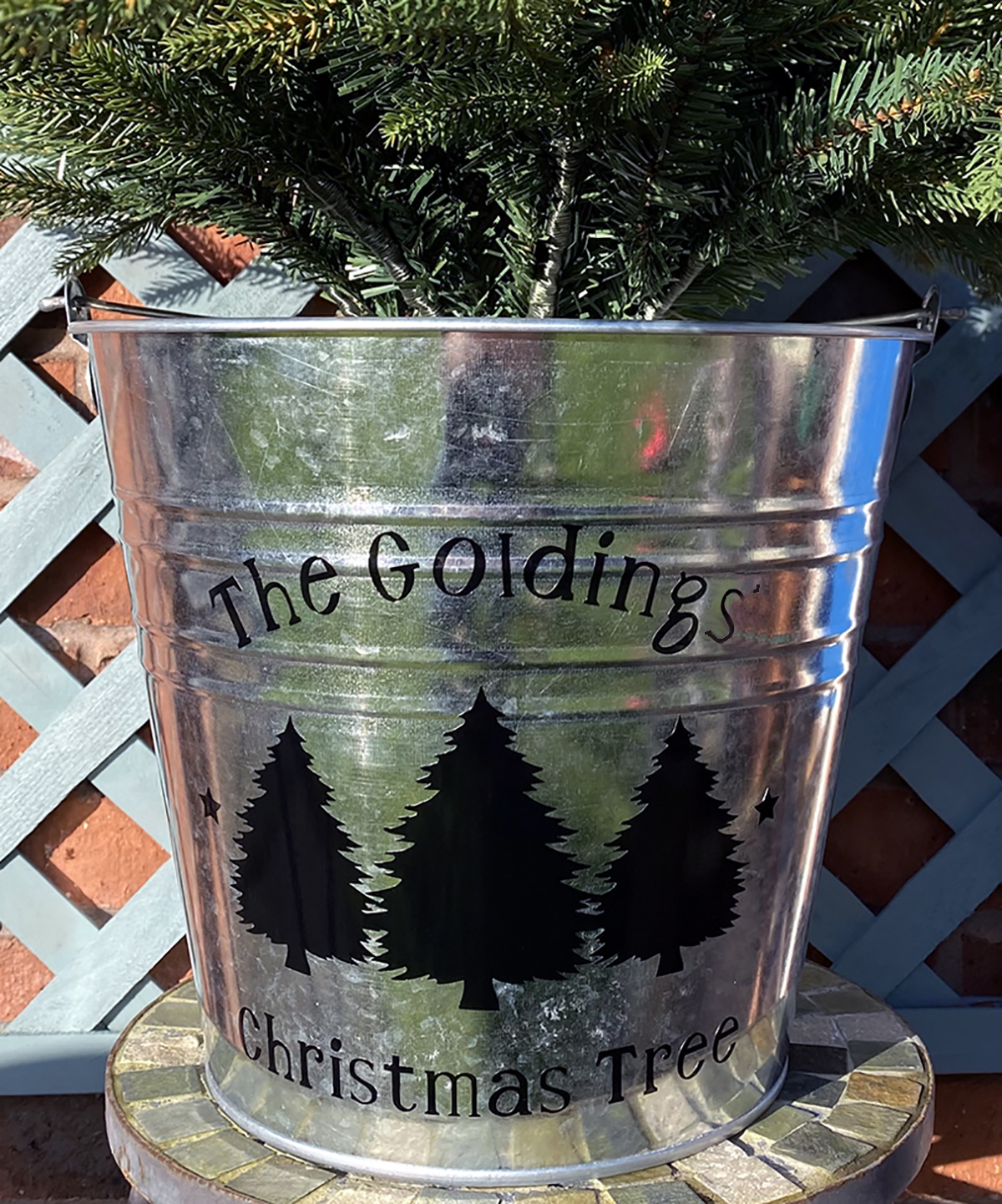 Personalised Christmas Tree Bucket Love Home The Christmas Shop